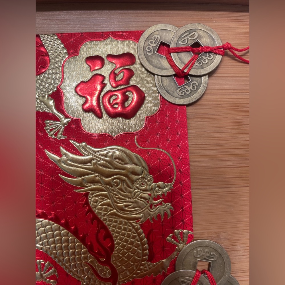 Red Lucky Money Envelope 3 Feng Shui Coin Set - Picture 9 of 13